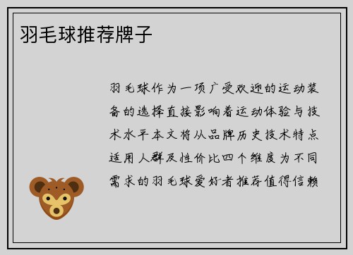 羽毛球推荐牌子
