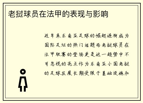 老挝球员在法甲的表现与影响